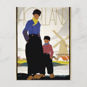 Holland Vintage Travel Poster Restored Postcard
