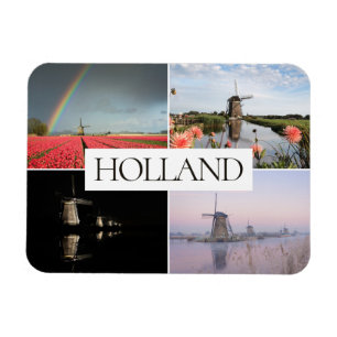 Holland windmill landscapes travel photo collage magnet