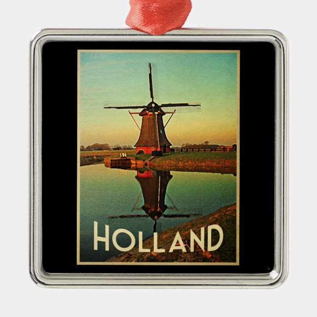 Holland Windmill Metal Ornament (Front)
