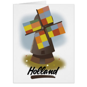 Holland windmill travel poster