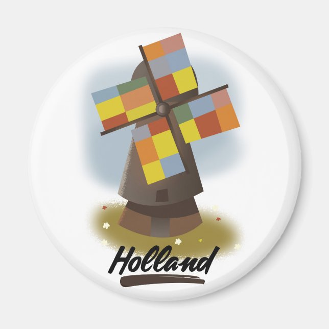 Holland windmill travel poster magnet (Front)
