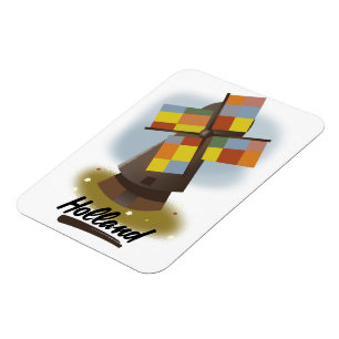 Holland windmill travel poster magnet