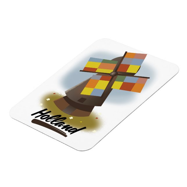 Holland windmill travel poster magnet (Left Side)