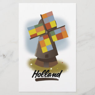 Holland windmill travel poster stationery