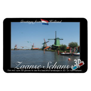 Holland Zaandijk Windmills 3D Red Cyan Anaglyph Magnet
