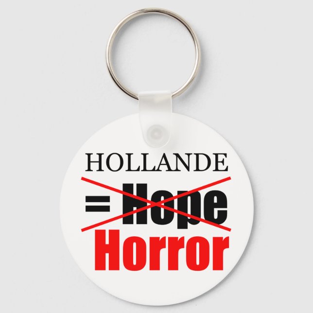 Hollande Not Hope = Horror - R Keychain (Front)