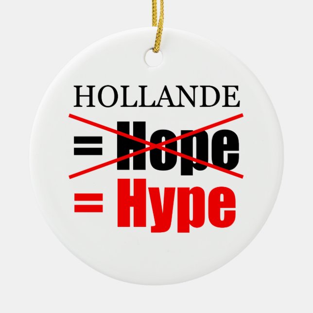 Hollande Not Hope  = Hype !!!!!!!!!!! Ceramic Ornament (Front)