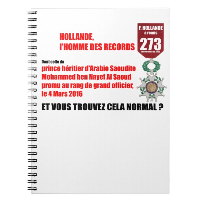 Hollande Record Legions d'Honneur - Notebook (Front)