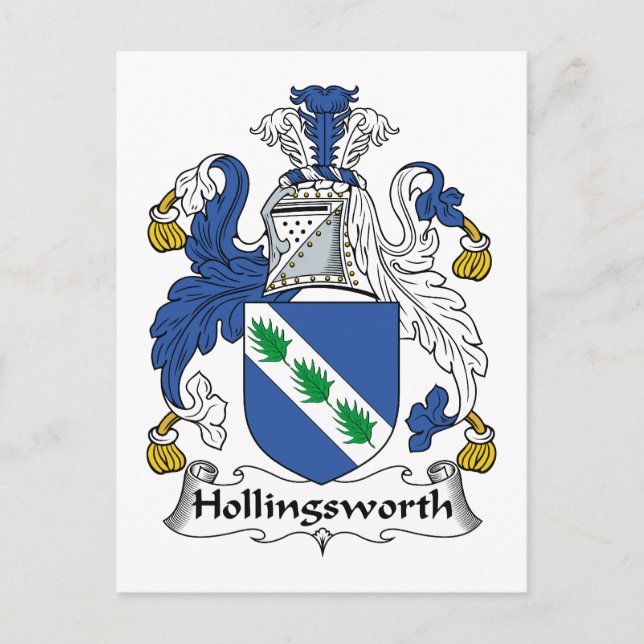 Hollingsworth Family Crest Postcard (Front)