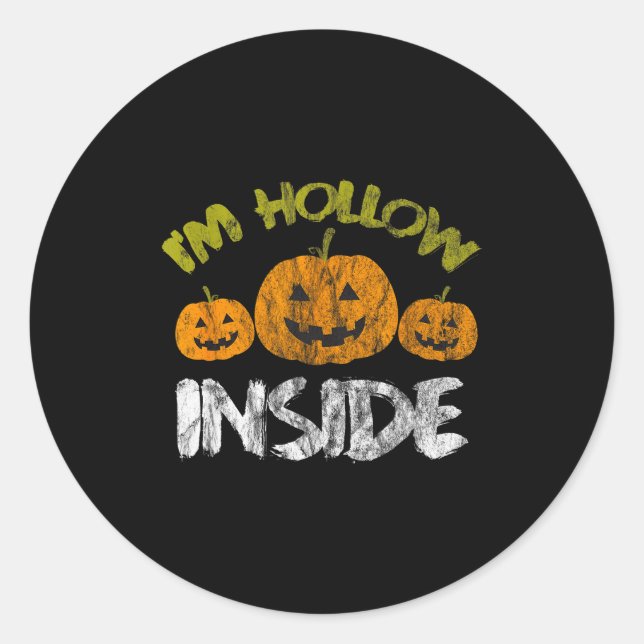 Hollow Inside Funny Retro Halloween  Classic Round Sticker (Front)