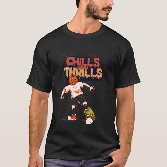 HOLLOWEEN PUMPKIN CHILLS AND THRILLS TSHIRT DESIGN (Front)