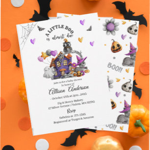 Holloween Pumpkin Little Boo Baby shower Invitation