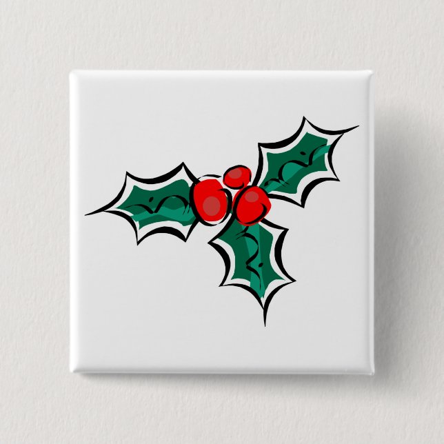 Holly 2 Inch Square Button (Front)