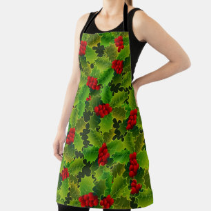 Holly and Berries All-Over Print Apron