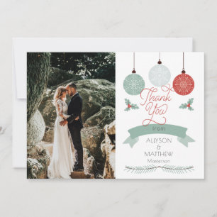 Holly and Berries  Baubles Wedding Photo Thank You
