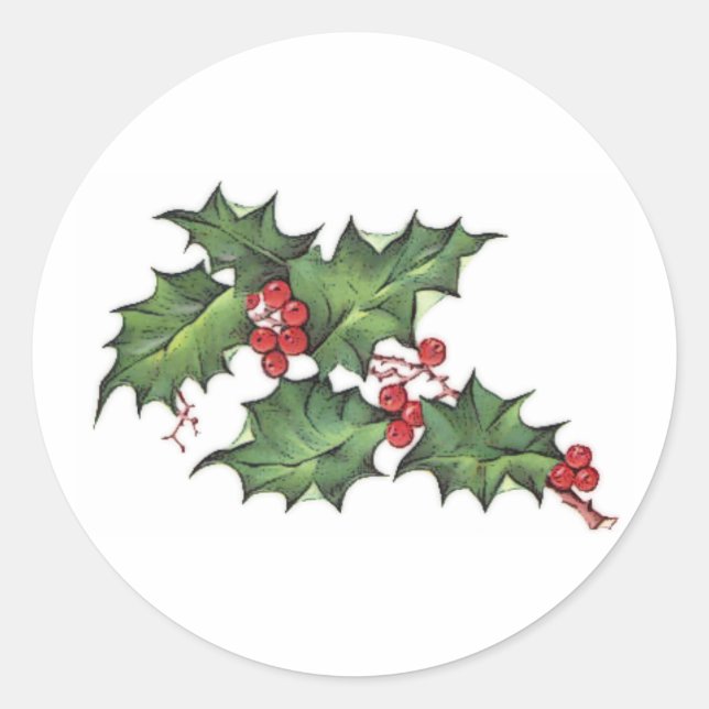 Holly and Berries | Christmas Holiday Stickers (Front)