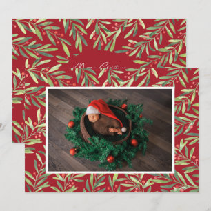 Holly and Berries Christmas Photo Holiday Card