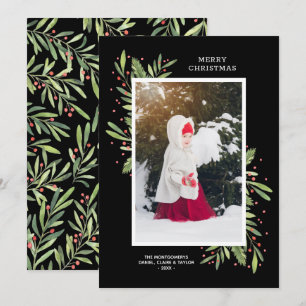 Holly and Berries Christmas Photo Holiday Card