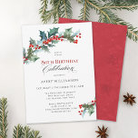 Holly and Berries Evergreens 80th Birthday Party Invitation<br><div class="desc">A perfect invitation for celebrating an 80th birthday during the Christmas holiday season, this elegant design features sprigs of watercolor painted holly and berries in the red and green colour scheme that is so lovely at this time of year. Personalized with your specific event details. The age may be personalized...</div>