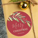 Holly and Berries Holiday Christmas Classic Round Sticker<br><div class="desc">Create stickers for holiday gifts, party favours, invitation envelopes and more featuring modern, elegant holly and berries with your message in chic lettering in any colour and on any colour background. All text, fonts and font colours can be modified, just click the "customize further" link and use our design tool...</div>