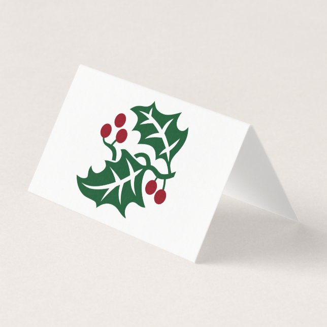 Holly and Berries Holiday Place Holder Name Tag (Front)