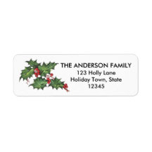 Holly and Berries | Holiday Return Address Labels
