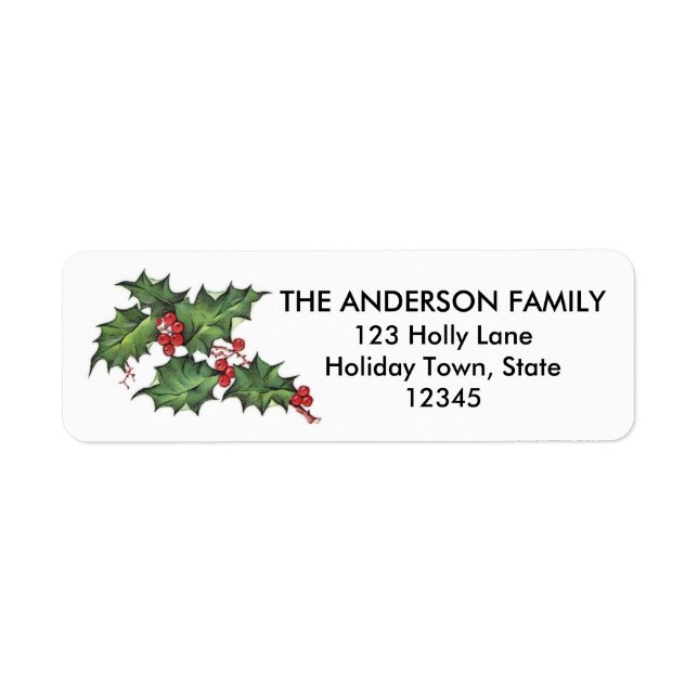 Holly and Berries | Holiday Return Address Labels (Front)
