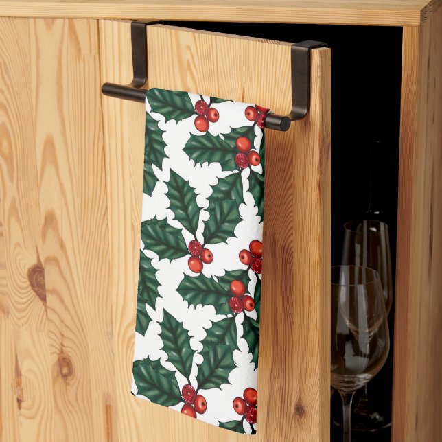 Holly and Berries Kitchen Towel (Thirds Fold)