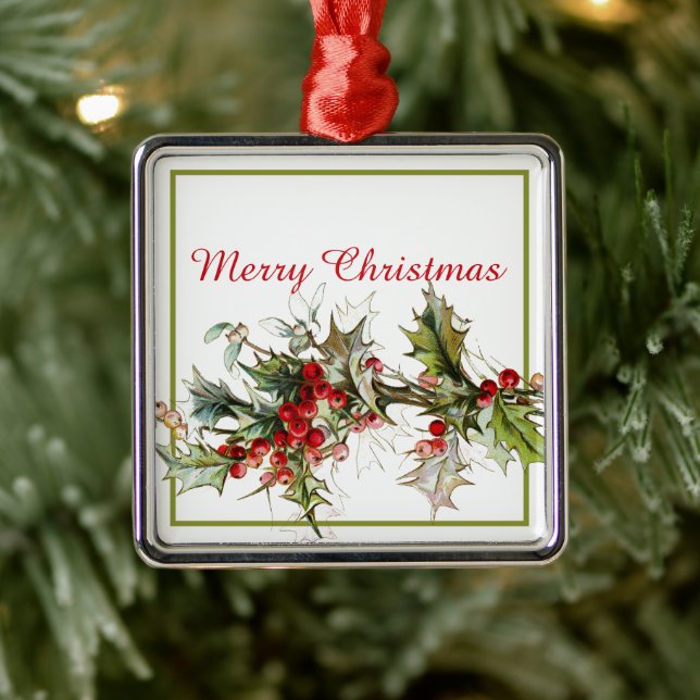 Holly and berries metal ornament (Tree)