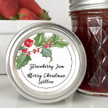 Holly and Berry Blank Classic Round Sticker<br><div class="desc">Christmas watercolor holly & berry blank sticker label. Write your spice,  baked good,  canning or whatever you wish with a Sharpie.</div>