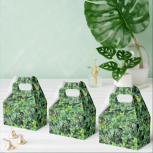 Holly and Berry Christmas Pattern Favor Box
