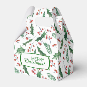 Holly and Berry Christmas Pattern Favor Box