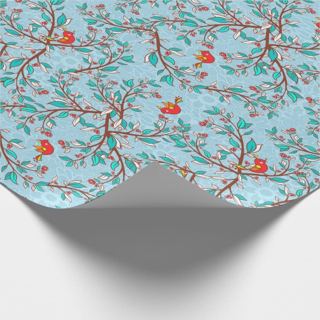 Holly and birds wrapping paper (Corner)