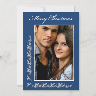 Holly and Bows with Photo & Christmas message Holiday Card