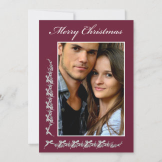Holly and Bows with Photo & Christmas message Holiday Card