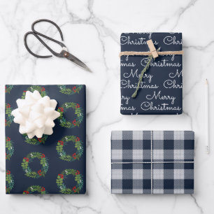 Holly And Greenery Merry Christmas Holiday Wrapping Paper Sheet