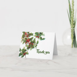 Holly and Ivy "Thank You" Thank You Card