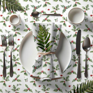 Holly and Mistletoe All Over Christmas Tablecloth