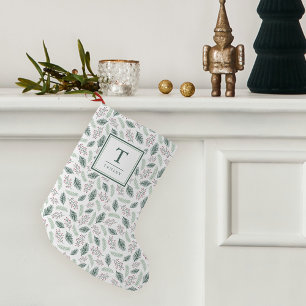 Holly and Pine   Monogrammed Small Christmas Stocking