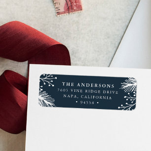 Holly and Pine   Red Holiday Return Address Label