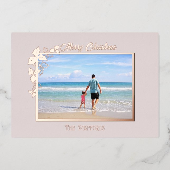 Holly and the Ivy Neutral Foil Holiday Card (Front)