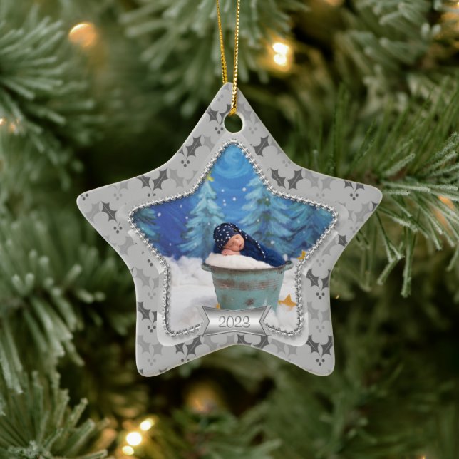 Holly Baby's First Christmas 2023 Star Ceramic Ornament (Tree)