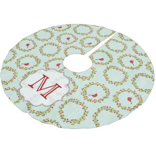 Holly Bales Cardinal Monogram Initial Tree Skirt