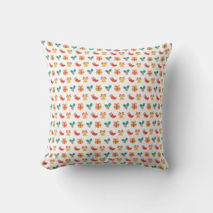 Holly Bell Stocking Red White Green Gold Christmas Throw Pillow