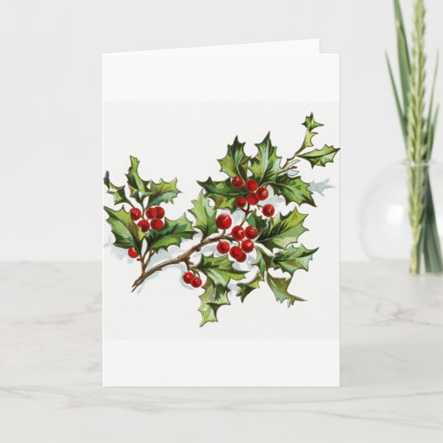 Holly Berries 001 Holiday Card (Front)