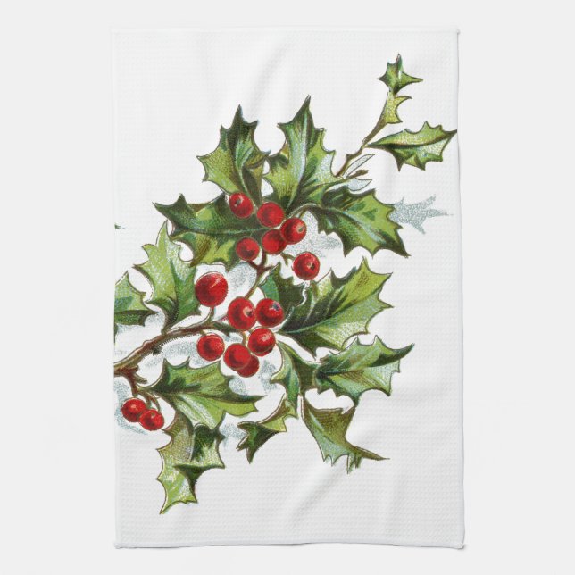 Holly Berries 001 Kitchen Towel (Vertical)