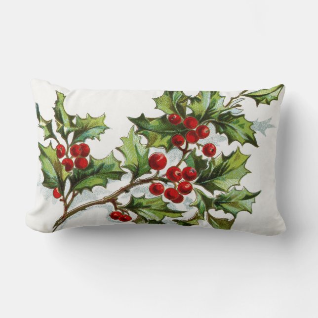 Holly Berries 001 Lumbar Pillow (Front)
