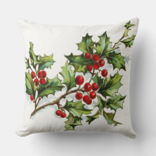 Holly Berries 001 Throw Pillow