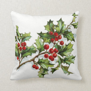 Holly Berries 001 Throw Pillow