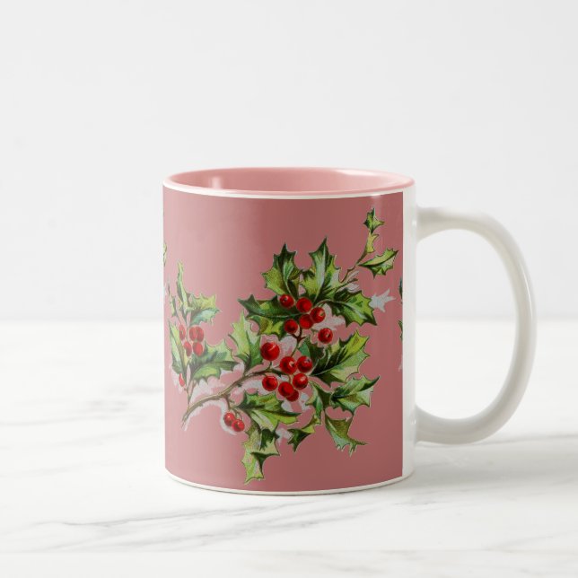 Holly berries 001 Two-Tone coffee mug (Right)